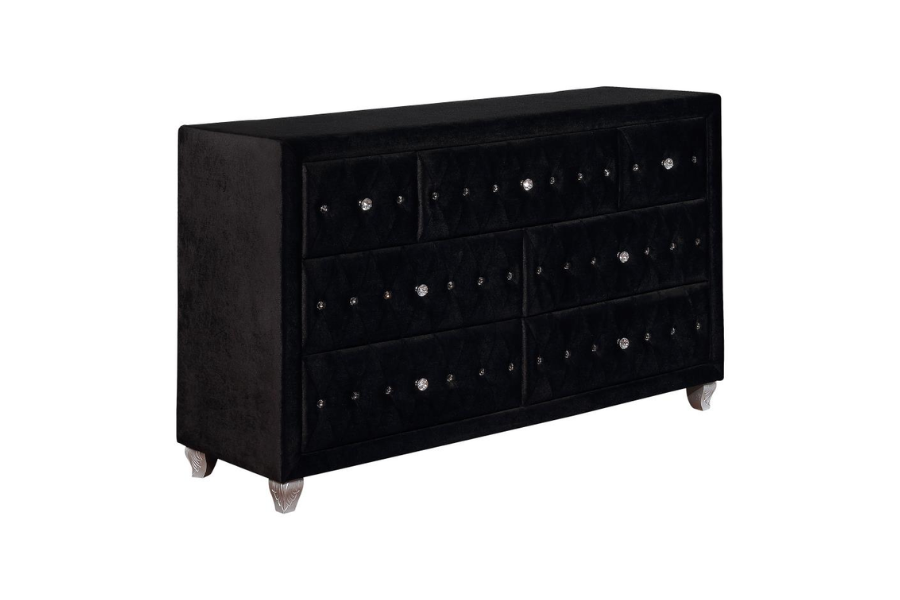 Deanna 7-drawer Upholstered Dresser Black	206103