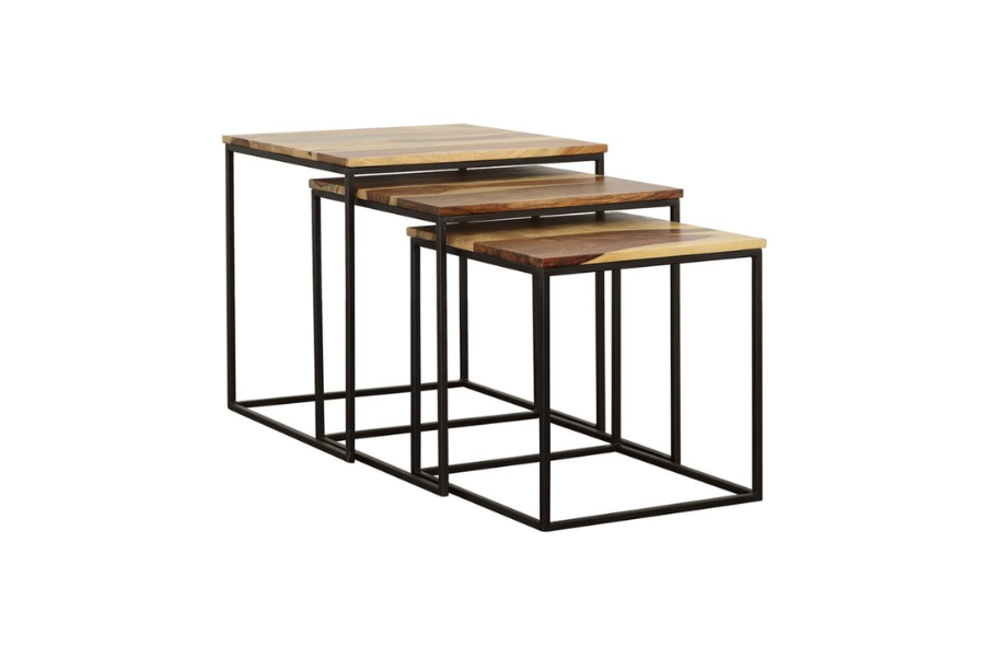 Belcourt 3-piece Square Nesting Tables Natural and Black 931182