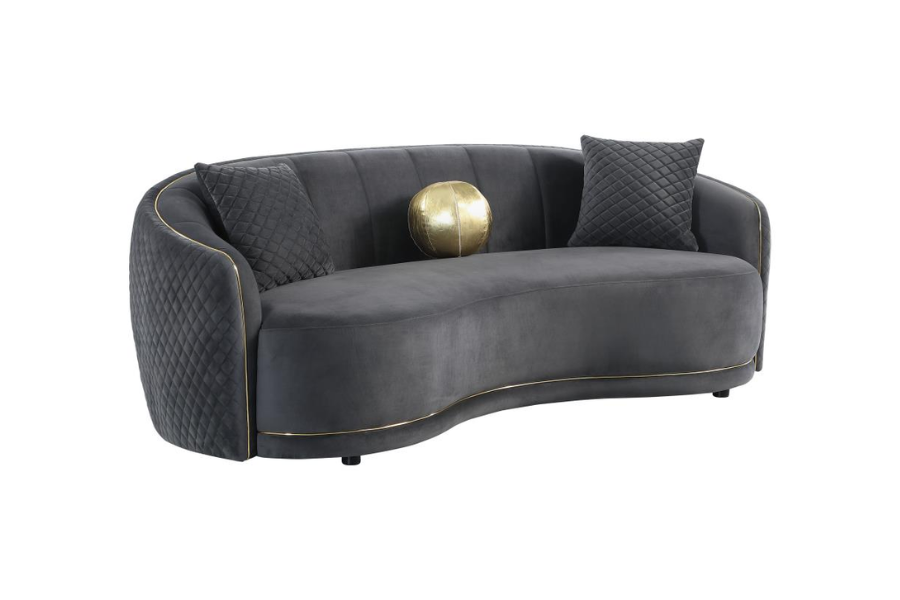 Brookside Velvet Upholstered Curved Sofa Dark Grey 504844 Comming Soon