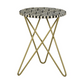 Xenia Round Bone Inlay Accent Side Table White and Gold 935878