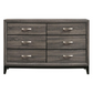 Watson 6-drawer Dresser Grey Oak	212423