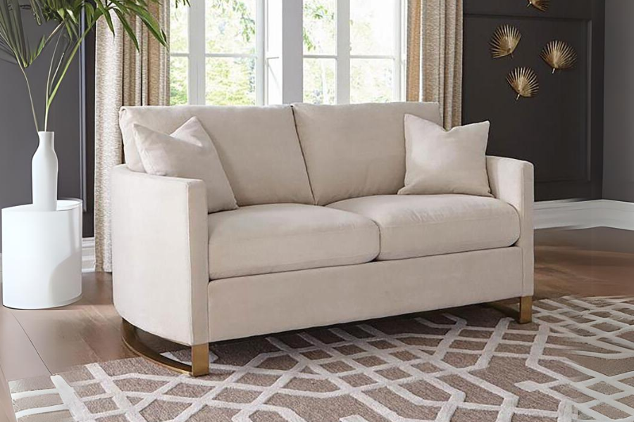 Corliss Upholstered Arched Arm Loveseat Beige 508822