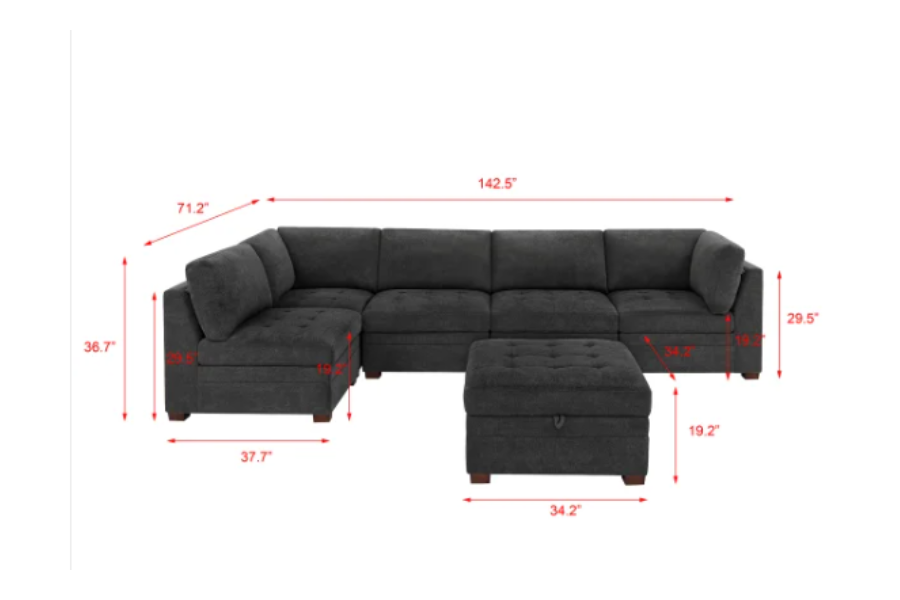 Thomasville Tisdale Modular Sectional 4 piece Boucle with Storage Ottoman