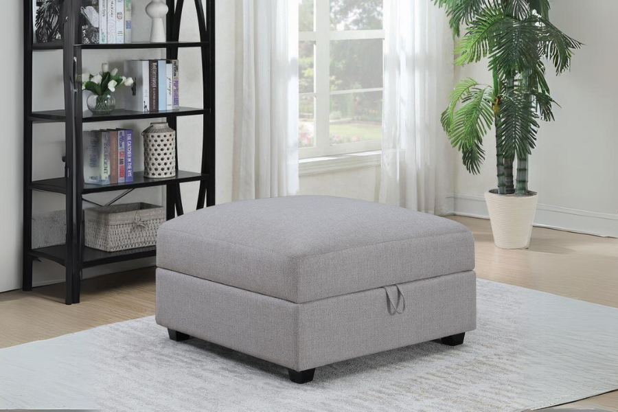 Cambria Square Upholstered Storage Ottoman Grey 551513