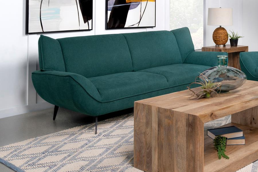 Acton Upholstered Flared Arm Sofa Teal Blue	511161