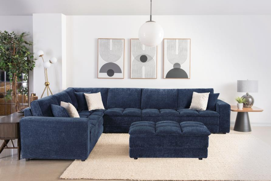 Atlantic 6-piece Upholstered Modular Sectional Sofa Blue 551821-SET