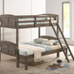 Flynn Wood Twin Over Full Bunk Bed Weathered Brown 400809