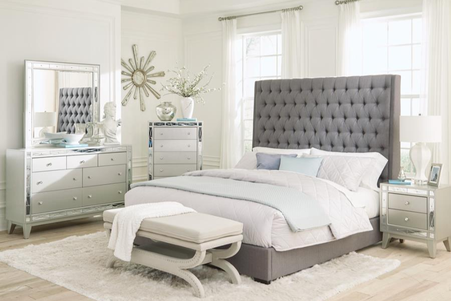 Camille 4-piece Eastern King Bedroom Set Metallic Mercury 300621KE-S4