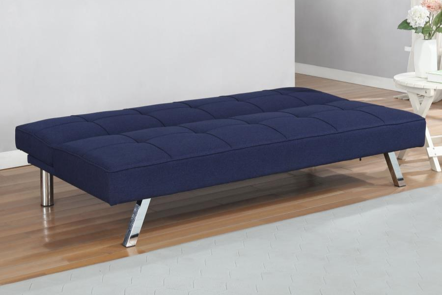 Sofá cama convertible con mechones y tapizado Joel en color azul 360282 