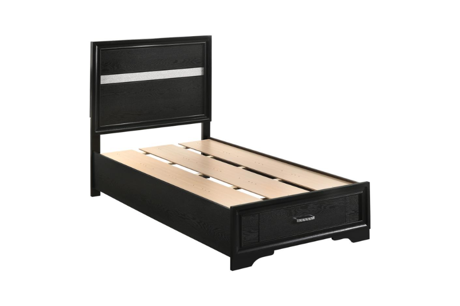 Juego de dormitorio de 4 piezas Miranda Twin en color negro 206361T-S4 