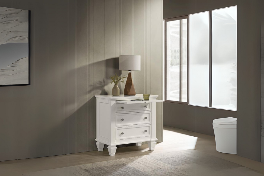 Sandy Beach 3-drawer Nightstand Cream White 201302