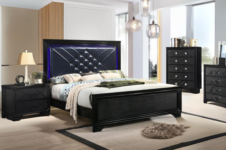 Penelope Wood California King LED Panel Bed Midnight Star 223571KE Coming Soon