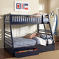 Ashton 2-drawer Wood Twin Over Full Bunk Bed Navy Blue	460181