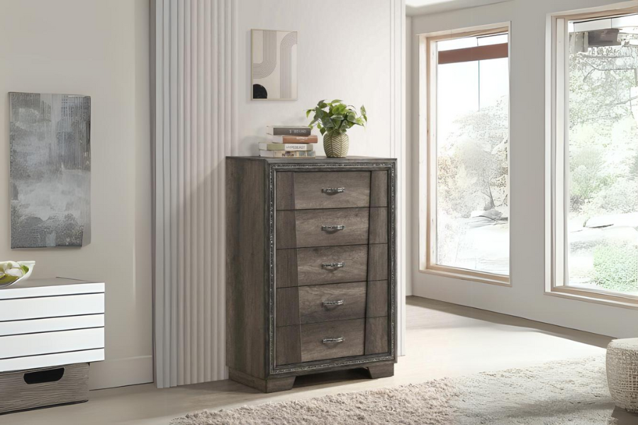 Janine 5-drawer Bedroom Chest Grey 223555 Comming Soon