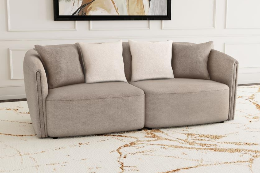 Townsend Chenille Upholstered Rolled Arm Sofa Latte	504754 Comming Soon