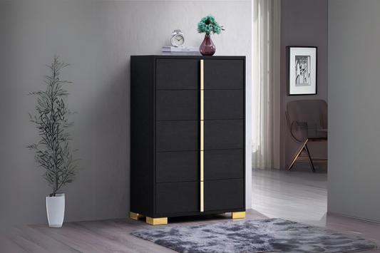 Marceline 5-drawer Bedroom Chest Black 222835 Coming Soon