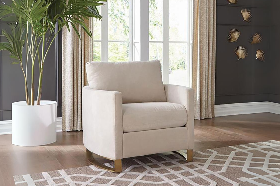 Sillón decorativo con brazos arqueados tapizado Corliss beige 508823 