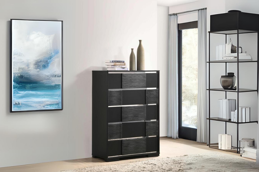 Blacktoft 5-drawer Bedroom Chest Black	207105 Comming Soon