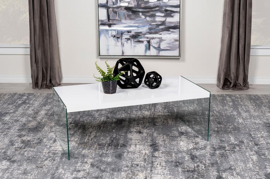 Opal Rectangular Glass Frame Coffee Table White High Gloss 704148