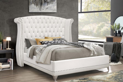 Barzini Upholstered Queen Wingback Bed White 300843Q