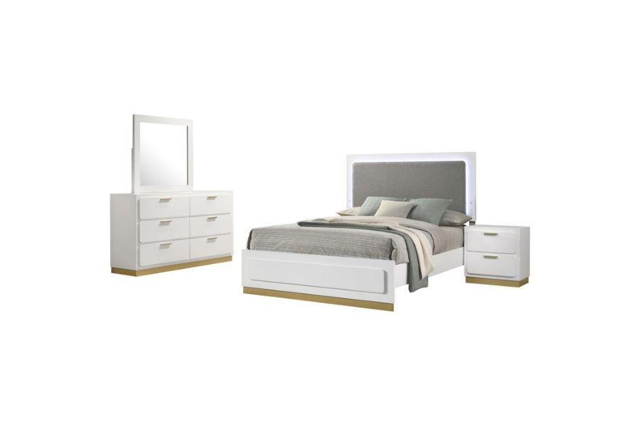 Juego de dormitorio Queen de 5 piezas Caraway blanco 224771Q-S5 