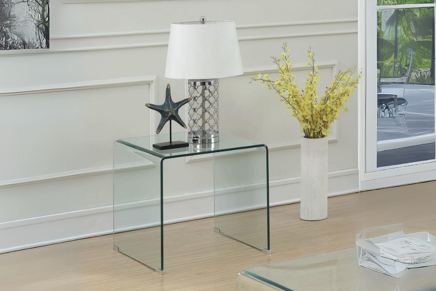 Ripley Squared Tempered Bent Glass Side End Table Clear 705327