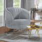 Sophia Upholstered Channel Tufted Barrel Accent Chair Grey 506866