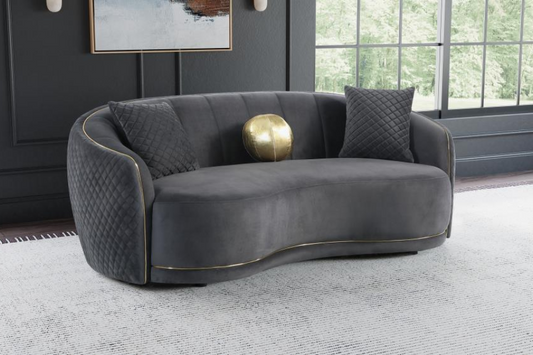 Brookside Velvet Upholstered Curved Sofa Dark Grey 504844 Comming Soon