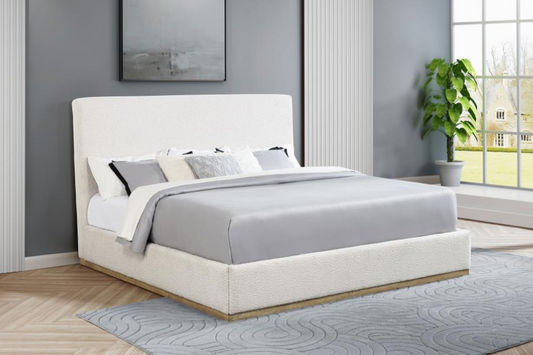 Knox Upholstered EASTERN Panel Bed Cream