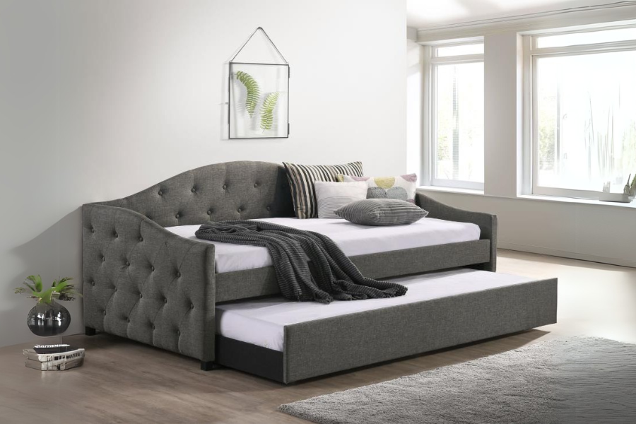 Sadie Upholstered Twin Daybed with Trundle Grey 300638