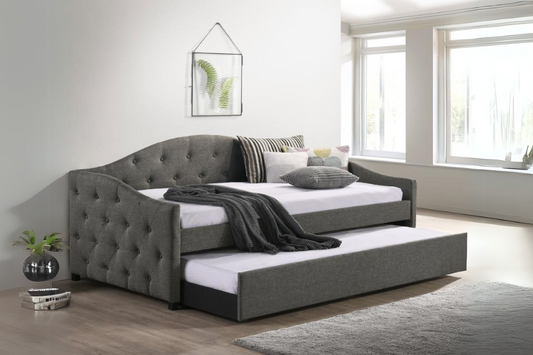 Sadie Upholstered Twin Daybed with Trundle Grey 300638