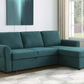 Sofá cama seccional tapizado con espacio de almacenaje Samantha, color verde azulado 511087 