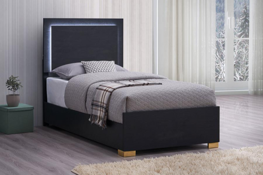 Marceline Wood Twin LED Panel Bed Black 222831T