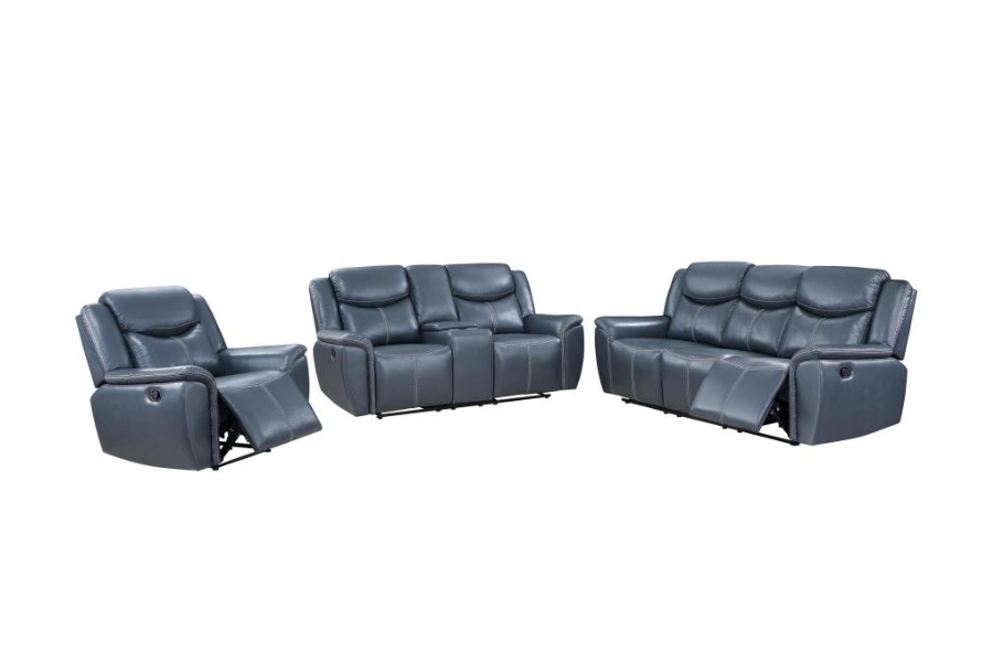 Sloane 3-piece Upholstered Reclining Sofa Set Blue 610271-S3