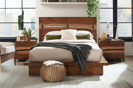 Winslow Wood Queen Panel Bed Smokey Walnut and Coffee Bean 223250Q