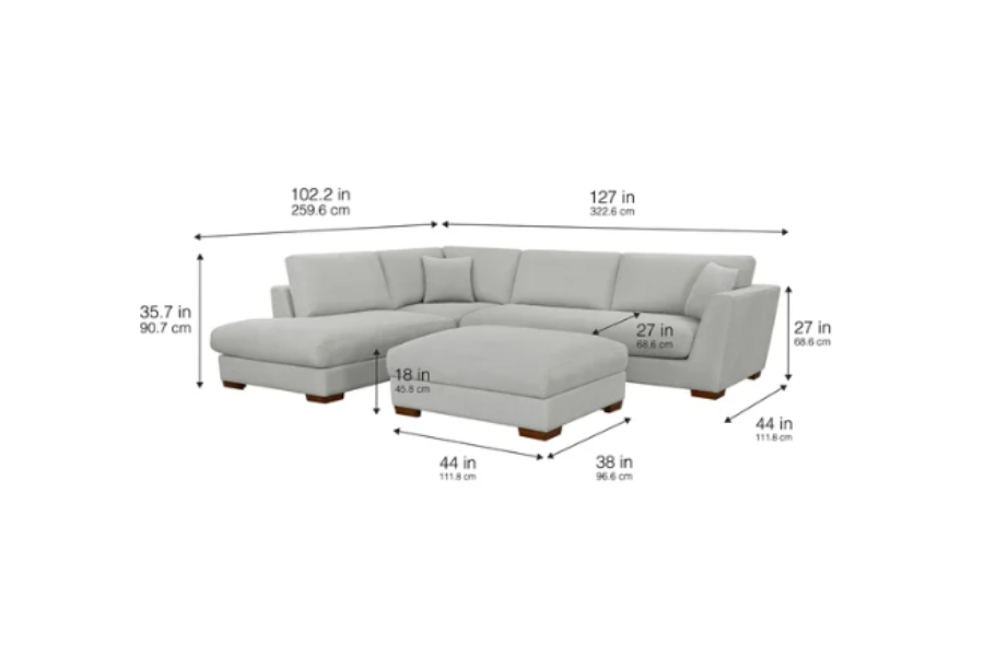 Henredon Larkin House Deep Seating Fabric Sectional with Storage Ottoman