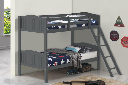 Arlo Wood Twin Over Twin Bunk Bed Grey 405053GRY