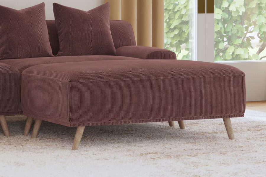 Elizabeth Corduroy Upholstered Ottoman Wine Red 503959