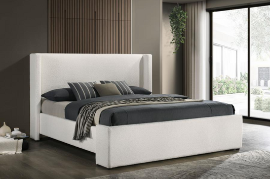 Alamosa Boucle Upholstered Eastern King Platform Bed White 310078KE