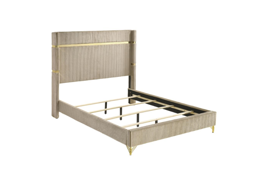 Lucia 61-inch Upholstered Queen Wingback Bed Beige 224731Q