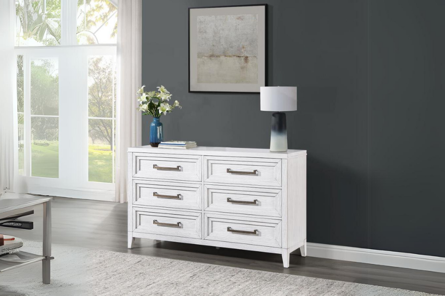 Marielle 6-drawer Bedroom Dresser Distressed White 224843