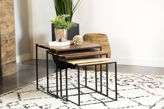 Belcourt 3-piece Square Nesting Tables Natural and Black 931182