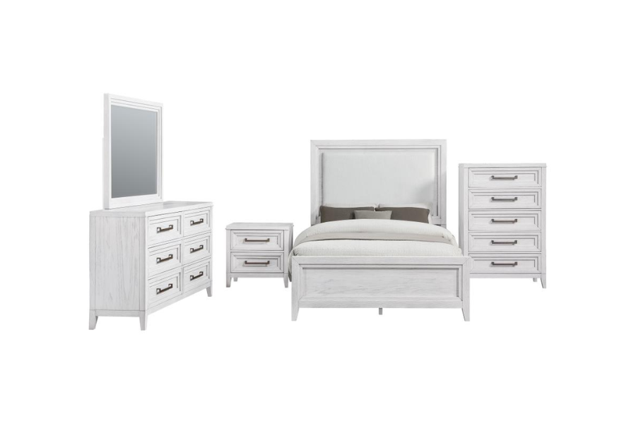 Marielle 5-piece Eastern King Bedroom Set Distressed White 224841KE-S5