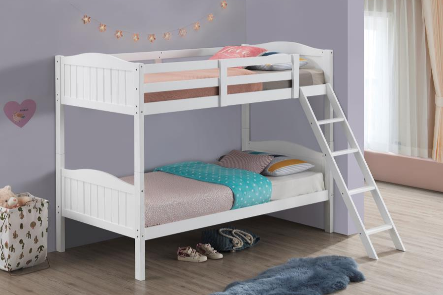 Arlo Wood Twin Over Twin Bunk Bed White 405053WHT