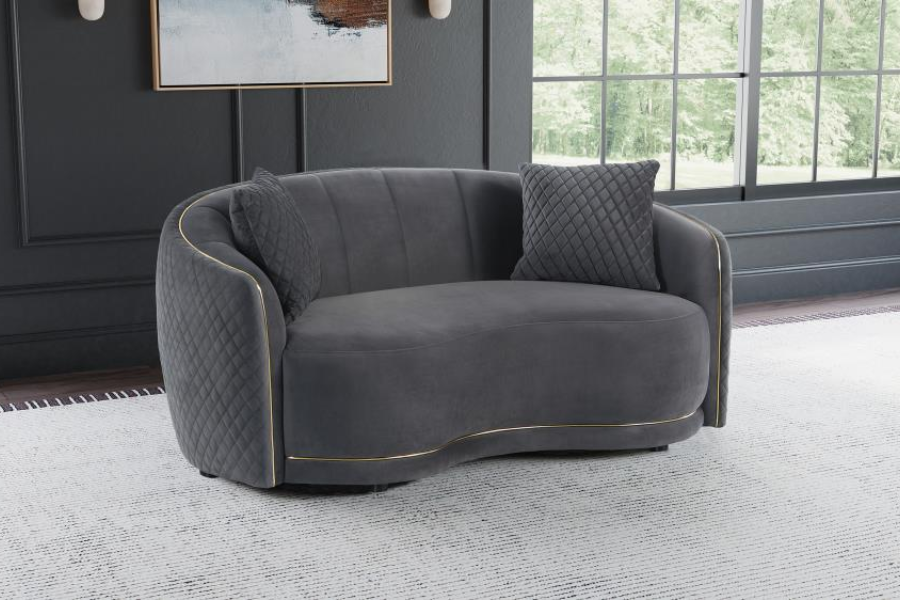 Brookside Velvet Upholstered Curved Loveseat Dark Grey 504845 Comming Soon