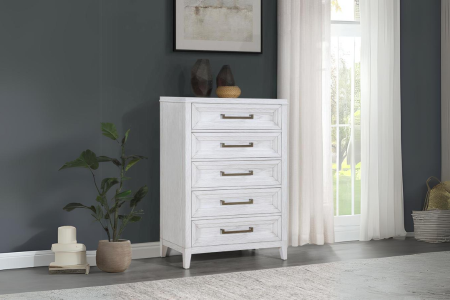 Marielle 5-drawer Bedroom Chest Distressed White 224845