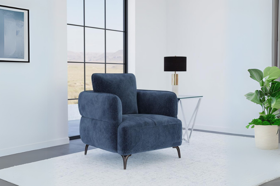 Lively Chenille Upholstered Modern Track Arm Chair Blue 509043 Comming Soon