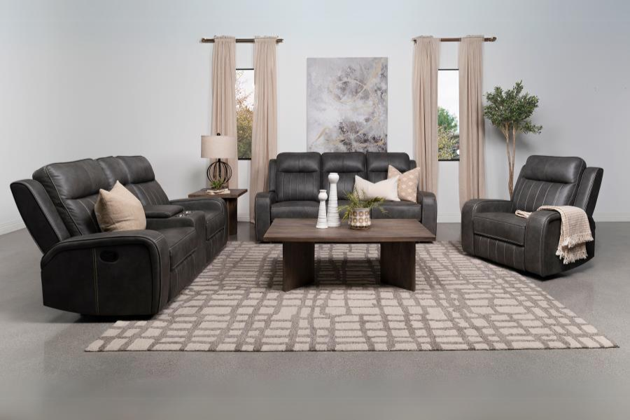 Raelynn 3-piece Upholstered Reclining Sofa Set Grey 603191-S3