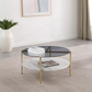 Jonelle Round Glass Top Coffee Table White Marble Shelf Gold 710338