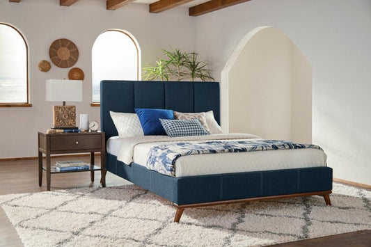 Charity Upholstered Queen Panel Bed Blue 300626Q